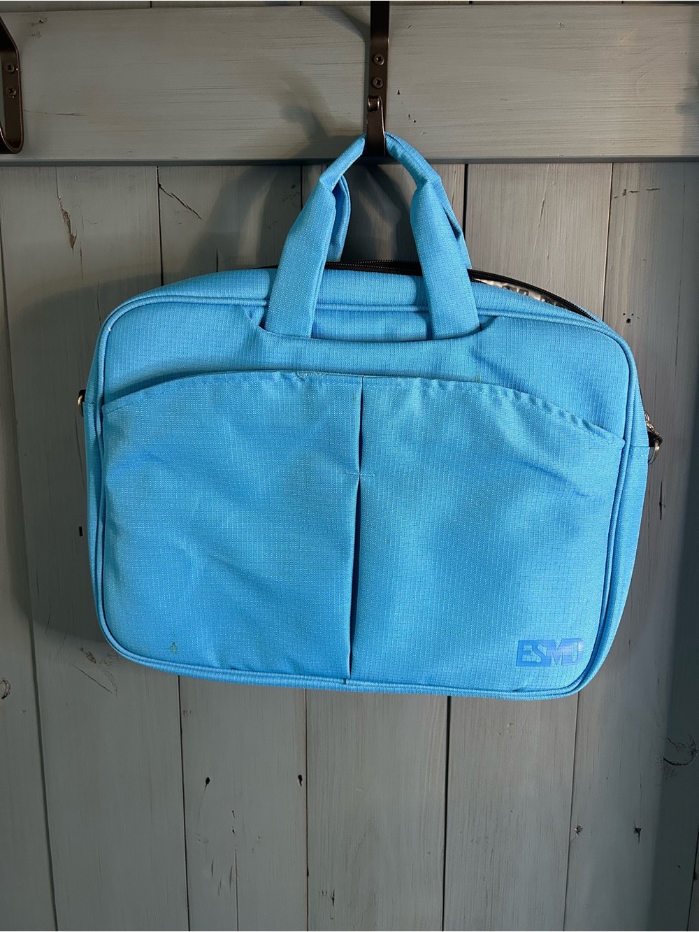 ESMT Light Baby Blue Men's Travel Briefcase or Computer Laptop Crossbody Bag